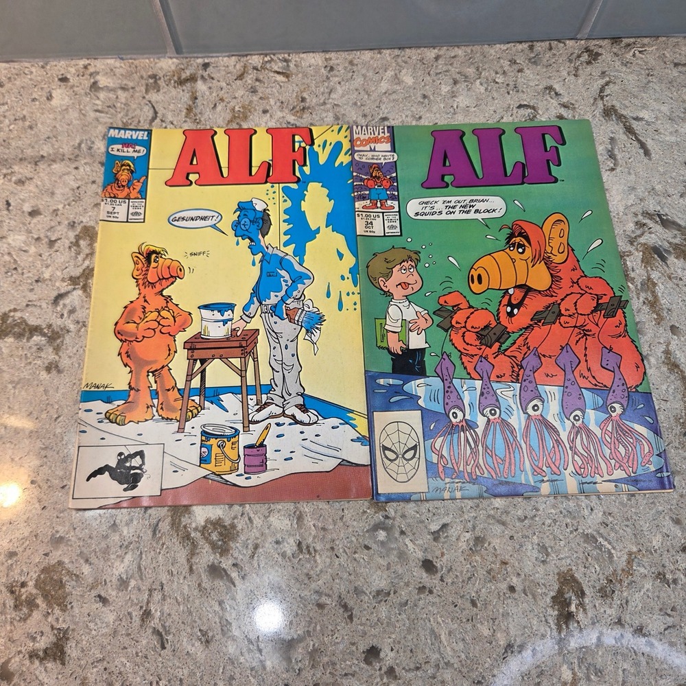 Marvel Comics ALF Comic Book Lot Issues 7 and 34 Vintage 1988 1990 Copper Age